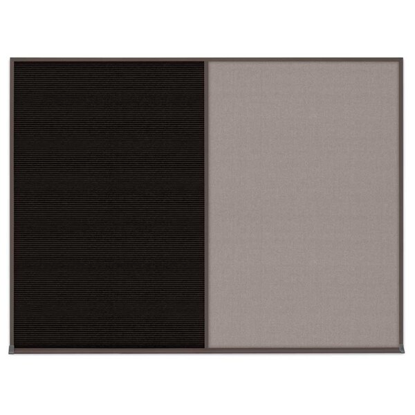 United Visual Products Double Door Radius Corkboard, 42"X32", B UV80025-BLACK-RUBBER - main